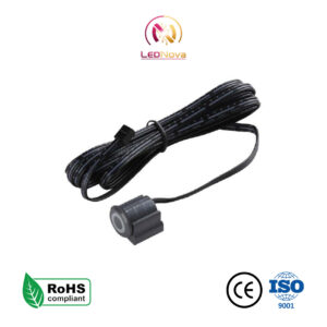Întrerupător tactil îngropat negru pentru bandă LED 12V-24V cu diametru de 12mm și cablu lung