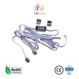 Senzor dublu de ușă door control cu driver integrat 230V, cabluri albe lungi și accesorii de montaj