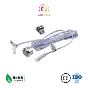 Senzor de proximitate hand-wave 230V argintiu pentru decupaj de 17mm cu cablu și accesorii