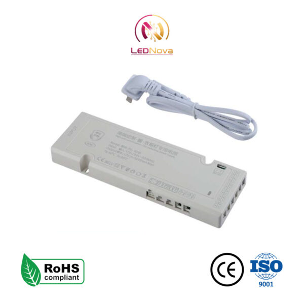 Sursă de alimentare LED albă pentru dressing și mobilier, Seria FX-60W, cu cablu de alimentare alb