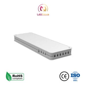 Sursă de alimentare ultra-subțire albă pentru iluminat mobilier și dressing, model KHP cu certificări RoHS, CE și ISO.